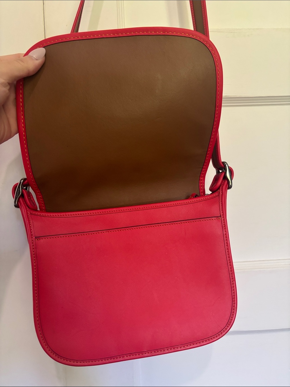 CoachxDisney | Red Leather Crossbody Bag with Embroidered Mickey - Picture 4 of 8
